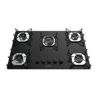 Fog&atilde;o Cooktop Fogatti Ori 5 Bocas Vidro Preto Bivolt