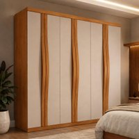 Guarda-roupa Casal 100% MDF com 6 Portas e 2 Gavetas 180cm Multimóveis CR35523 Madeirado/Off White
