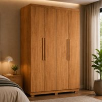 Guarda-roupa Solteiro 100% MDF 4 Portas e 2 Gavetas com Pés Multimóveis CR35505 Madeirado