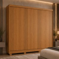 Guarda-roupa Casal 100% MDF 3 Portas de Correr 4 Gavetas com Pés 182cm Multimóveis CR35539 Madeirado