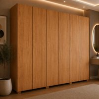 Guarda-roupa Casal 100% MDF 6 Portas e 6 Gavetas com Pés 273cm Multimóveis CR35533 Madeirado