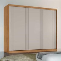 Guarda-roupa Casal 100% MDF com 3 Portas de Correr e 4 Gavetas 182cm Multimóveis CR35536 Madeirado/Off White
