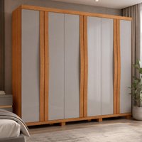 Guarda-roupa Casal 100% MDF 6 Portas e 6 Gavetas com Pés 273cm Multimóveis CR35531 Madeirado/Off White