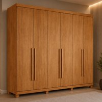 Guarda-roupa Casal 100% MDF 6 Portas e 4 Gavetas com Pés 220cm Multimóveis CR35511 Madeirado