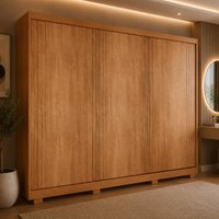 Guarda-roupa Casal 100% MDF com 3 Portas de Correr e Pés 182cm Multimóveis CR35532 Madeirado