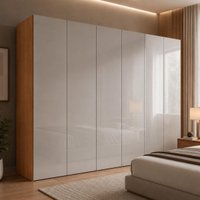 Guarda-roupa Casal 100% MDF com 6 Portas e 6 Gavetas 273cm Multimóveis CR35528 Madeirado/Off White