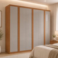 Guarda-roupa Casal 100% MDF com 6 Portas e 2 Gavetas 180cm Multimóveis CR35543 Madeirado/Off White
