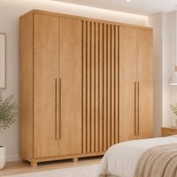 Guarda-roupa Casal 100% MDF 6 Portas e 2 Gavetas com Pés 180cm Multimóveis CR35527 Madeirado