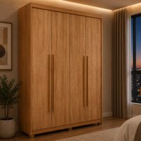 Guarda-roupa Solteiro 100% MDF 4 Portas e 2 Gavetas com Pés Multimóveis CR35519 Madeirado