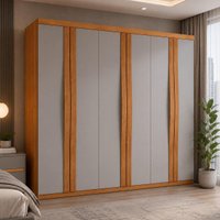 Guarda-roupa Casal 100% MDF com 6 Portas e 6 Gavetas 273cm Multimóveis CR35530 Madeirado/Off White