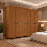 Guarda-roupa Casal 100% MDF 6 Portas e 6 Gavetas com Pés 273cm Multimóveis CR35545 Madeirado