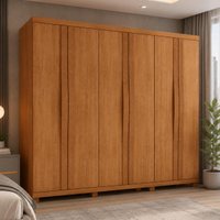 Guarda-roupa Casal 100% MDF 6 Portas e 6 Gavetas com Pés 273cm Multimóveis CR35531 Madeirado