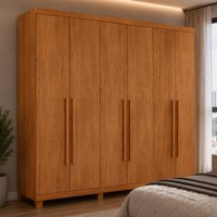 Guarda-roupa Casal 100% MDF 6 Portas e 6 Gavetas com Pés 273cm Multimóveis CR35509 Madeirado