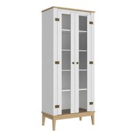 Cristaleira Colonial 75x41x180cm Branco Mel 2 Portas Movelbento