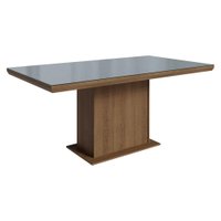 Mesa de Jantar Retangular Tampo com Moldura e Vidro Sobreposto Rustic/Cinza 5275 Madesa