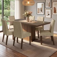 Conjunto Sala de Jantar Tampo de Vidro 6 Cadeiras Rustic/Imperial Dinan Madesa