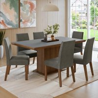 Conjunto Sala de Jantar Tampo de Madeira 6 Cadeiras Rustic/Cinza/Silver Grasse Madesa