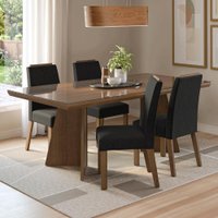 Conjunto Sala de Jantar Tampo de Vidro 4 Cadeiras Rustic/Oxford Todi Madesa