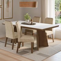 Conjunto Sala de Jantar Tampo de Madeira 4 Cadeiras Rustic/Branco/Imperial Arles Madesa