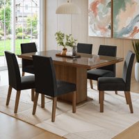 Conjunto Sala de Jantar Tampo de Vidro 6 Cadeiras Rustic/Oxford Alba Madesa