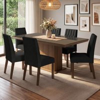 Conjunto Sala de Jantar Tampo de Vidro 6 Cadeiras Rustic/Oxford Dinan Madesa