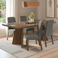 Conjunto Sala de Jantar Tampo de Vidro 4 Cadeiras Rustic/Silver Todi Madesa