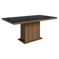 Mesa de Jantar Retangular Tampo com Moldura e Vidro Sobreposto Rustic/Preto 5275 Madesa