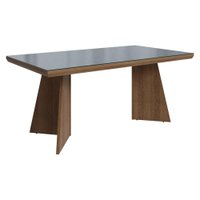 Mesa de Jantar Retangular Tampo com Moldura e Vidro Sobreposto Rustic/Cinza 5389 Madesa