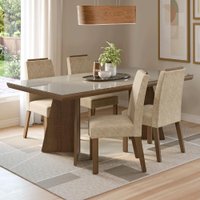 Conjunto Sala de Jantar Tampo de Vidro 4 Cadeiras Rustic/Crema/Imperial Todi Madesa