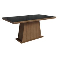 Mesa de Jantar Retangular Tampo com Moldura e Vidro Sobreposto Rustic/Preto 5364 Madesa