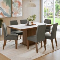 Conjunto Sala de Jantar Tampo de Madeira 6 Cadeiras Rustic/Branco/Silver Grasse Madesa