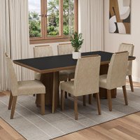 Conjunto Sala de Jantar Tampo de Madeira 6 Cadeiras Rustic/Preto/Imperial Sarlat Madesa