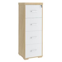 Armario Arquivo 4 Gavetas Pasta Suspensa 132X47 cm Carvalho Branco Artany