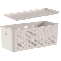 Caixa Organizadora 6,6L Tampa Decorativa Flow Bege Ou Multiuso Lavanderia Cozinha