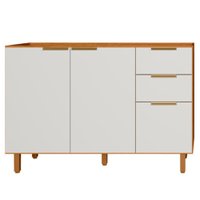 Balcao Para Pia 3 Portas 2 Gavetas 120 cm MDF Bari Freijo Off Acetinado POLIMAN