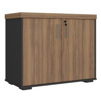 Balcao Escritorio 2 Portas 90 cm Nogal Preto Artany