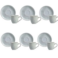Jogo 6 Xícaras de Chá Com Pires 170ml Bio Pietra Cinza Stoneware Porto Brasil Café da Manhã