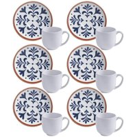 Jogo 6 Xícaras de Café com Pires Coimbra 97ml Cerâmica Stoneware Porto Brasil
