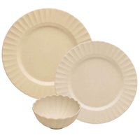 Jogo de Jantar 72 Pçs Pratos Rasos Sobremesa Bowls Bege Melamina Gerbera Lyor Buffet Restaurante