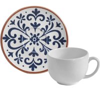 Xícara para Chá Com Pires Branca 220ml Stoneware Coimbra Porto Brasil Caneca Avulsa