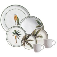 Aparelho Jogo de Jantar para 6 Pessoas Cerâmica Porto Brasil Bio Bananê 42 Peças Mesa Posta