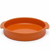 Forma Redonda Baixa Travessa Porcelana Laranja 21cm Germer Canelada Forno Torta Quiche