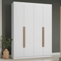 Guarda-Roupa Solteiro 4 Portas Batentes Branco/Branco/Rustic Saturno Madesa