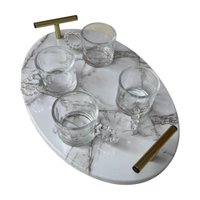 Bandeja Carrara Oval 35 x 24cm com 4 xicaras CRISTAL wolff