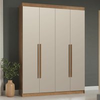 Guarda-Roupa Solteiro 4 Portas Batentes Rustic/Crema/Rustic Saturno Madesa