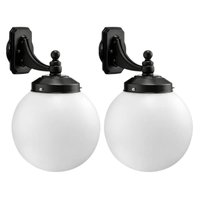 Kit 2 Luminárias de Parede para Jardim Globo Leitoso Preta Lâmpada E27 Dital