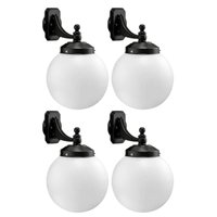 Kit 4 Arandelas Luminárias Parede Globo Leitoso 33x52 Elegante Preto E27 Dital