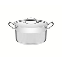 Caçarola Funda Tramontina Professional Aço Inox 1,8L com Tampa Plana e Fundo Triplo 16cm