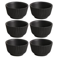 Kit 6 Ramequins 170ml Cerâmica Preto Matte 9x5cm Porto Brasil Molheira Shoyu Restaurante Japonês