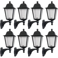 Kit 8 Luminárias de Parede Arandelas Termoplástico Preto E27 Lente Fosca Bivolt Soberana Dital